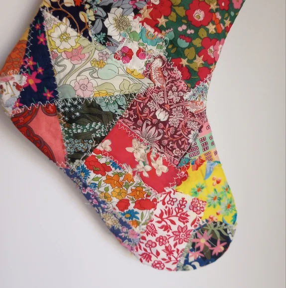 Liberty Art Fabric Tana Lawn Patchwork Quilted Christmas Stocking Bespoke OOAK - Picture 9 of 14